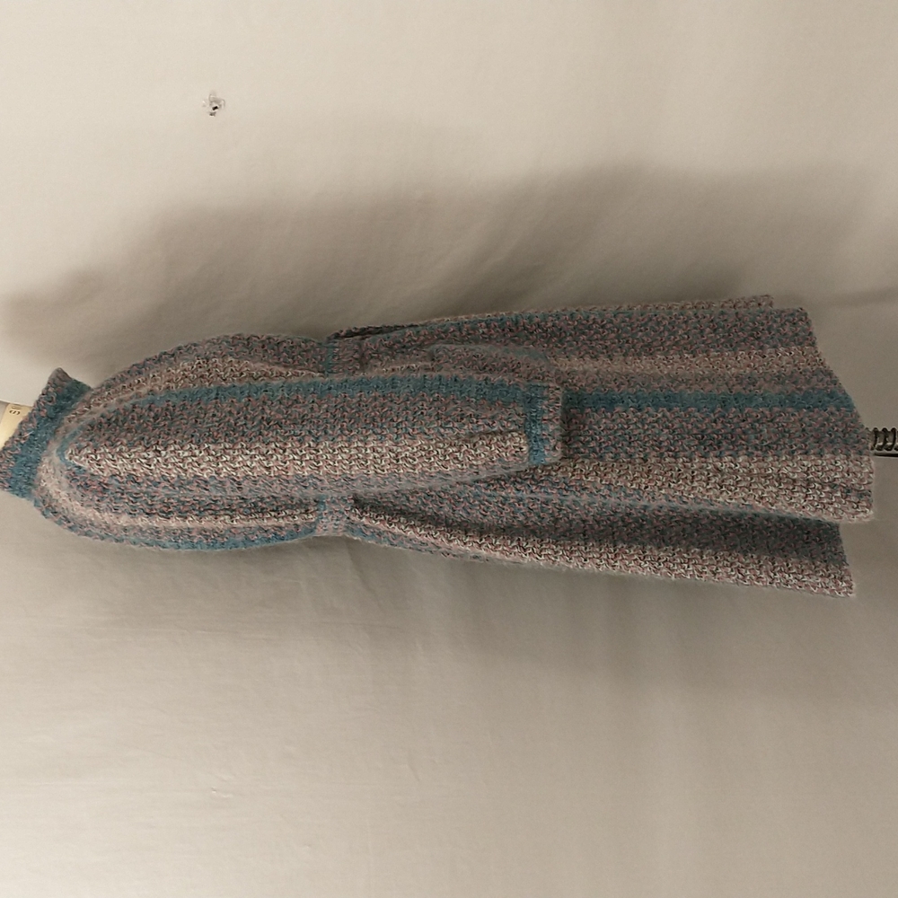Vintage 80s Coat Woven Mohair Look Mauve & Blue Belted  by Coatree - Picture 3 of 13